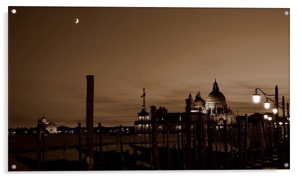 Venice at night Acrylic by barbara walsh