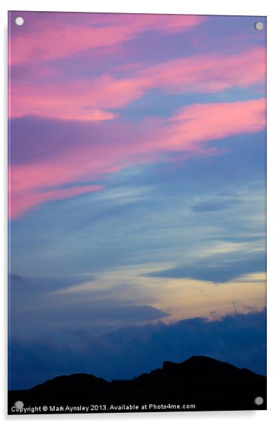 Sunset over Northumberlandia. Acrylic by Mark Aynsley