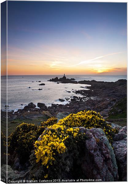 Corbierre Lighthouse, Jersey Canvas Print by Graham Custance