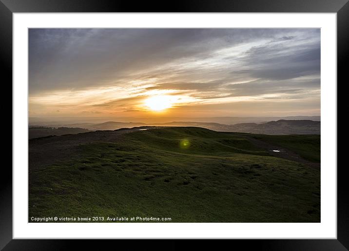 Sunset on Malvern Hills Framed Mounted Print by Victoria Bowie