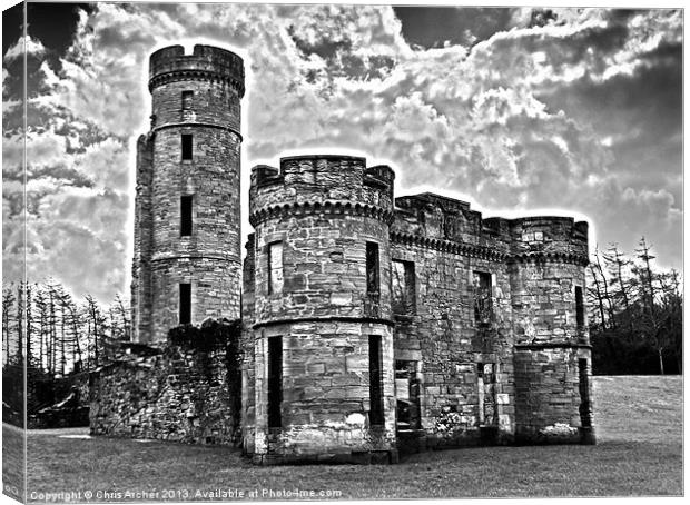 Eglinton Castle Dramatic Monochrome Canvas Print by Chris Archer