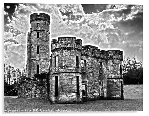 Eglinton Castle Dramatic Monochrome Acrylic by Chris Archer