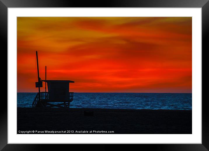 Lifeguard House of Sunset Framed Mounted Print by Panas Wiwatpanachat