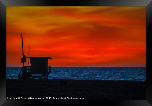 Lifeguard House of Sunset Framed Print by Panas Wiwatpanachat