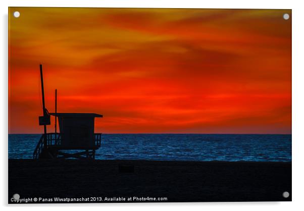 Lifeguard House of Sunset Acrylic by Panas Wiwatpanachat