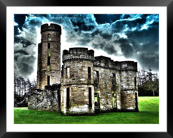 Surreal Dramatic Eglinton Castle Framed Mounted Print by Chris Archer