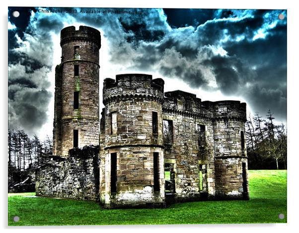 Surreal Dramatic Eglinton Castle Acrylic by Chris Archer