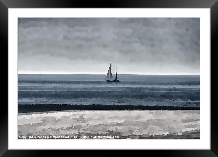 Lone Sailing Framed Mounted Print by Panas Wiwatpanachat