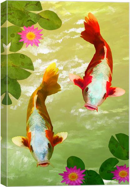 Koi Carp Oriental Fish  Canvas Print by Anthony Michael 
