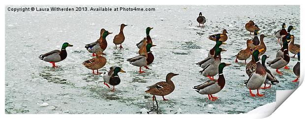 Ducks on Ice Print by Laura Witherden