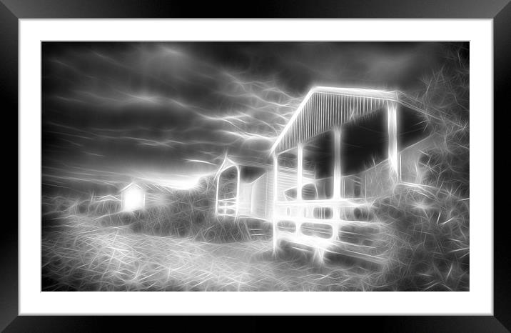Electric Beach-Huts Framed Mounted Print by Mike Sherman Photog