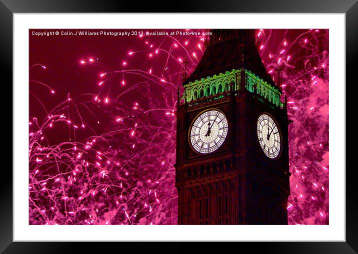 New Years Eve Fireworks London 2010 Framed Mounted Print by Colin Williams Photography