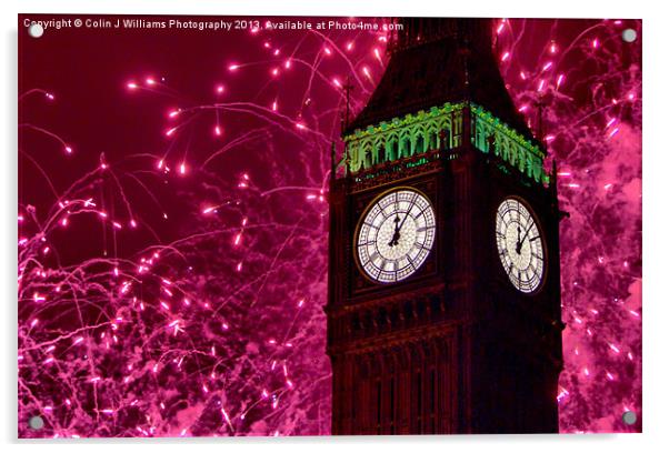 New Years Eve Fireworks London 2010 Acrylic by Colin Williams Photography