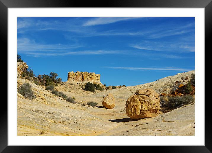 Beautiful rock boulders in a canyon Framed Mounted Print by Claudio Del Luongo