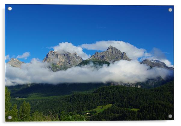 Alps near Sent, Switzerland Acrylic by Claudio Del Luongo