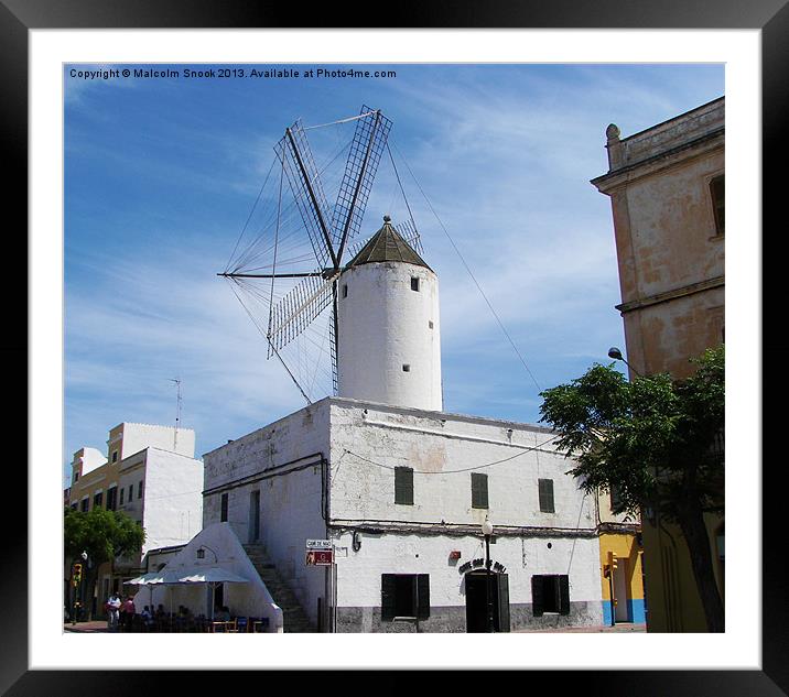 Windmill in Menorca Framed Mounted Print by Malcolm Snook