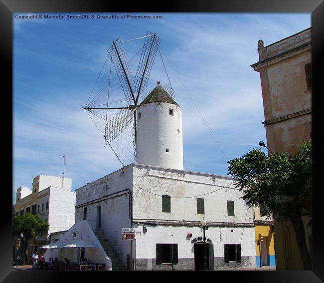 Windmill in Menorca Framed Print by Malcolm Snook