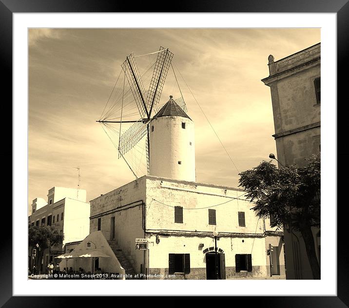 Ancient Windmill in Menorca Framed Mounted Print by Malcolm Snook