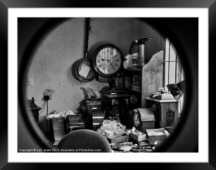ye olde clock shop Framed Mounted Print by carl blake