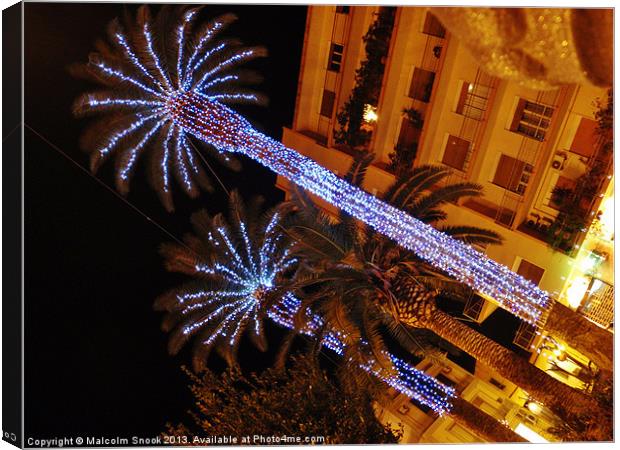 Festive Lights In Sicily Canvas Print by Malcolm Snook