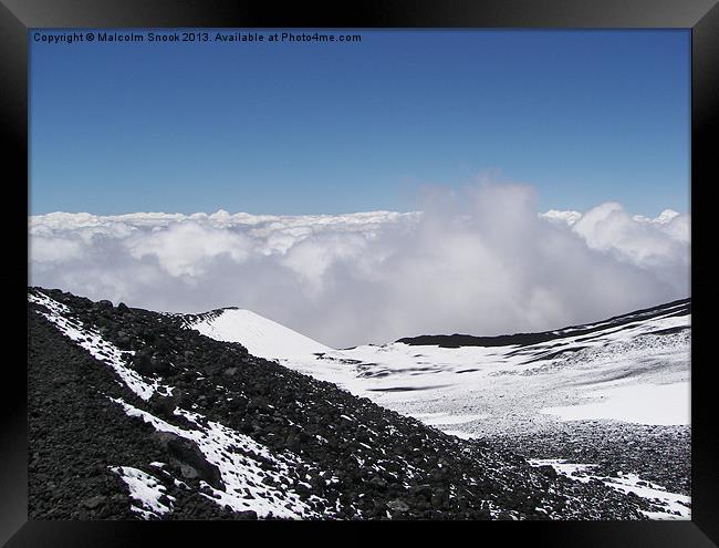 Above The Clouds On Etna Framed Print by Malcolm Snook