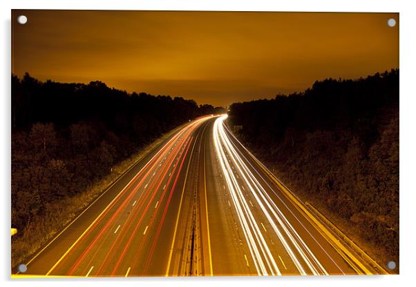 Motorway Light Trails Acrylic by Simon West