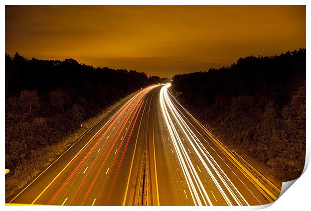 Motorway Light Trails Print by Simon West