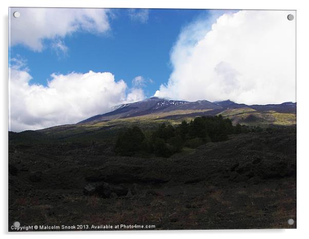 Mount Etna Looking Up Acrylic by Malcolm Snook