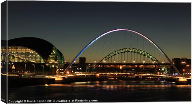 The Tyne at night Canvas Print by Kev Alderson