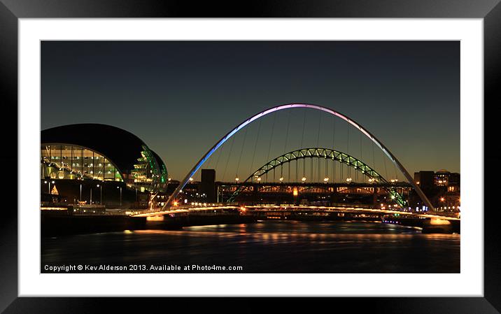 The Tyne at night Framed Mounted Print by Kev Alderson