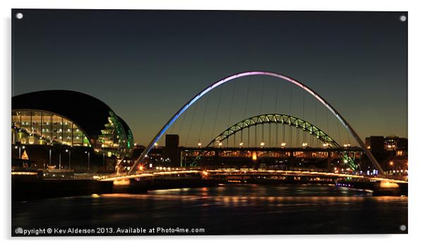 The Tyne at night Acrylic by Kev Alderson