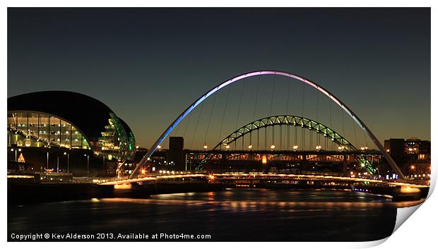The Tyne at night Print by Kev Alderson