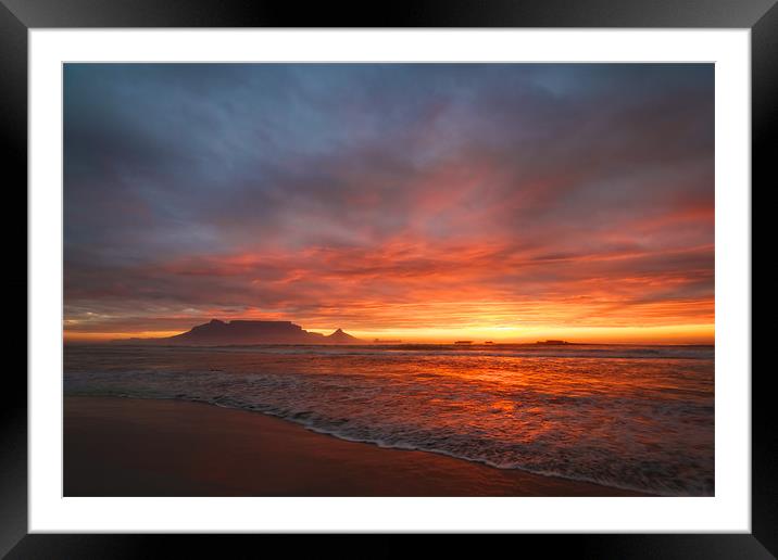 Table Mountain Sunset Framed Mounted Print by Alan Bishop
