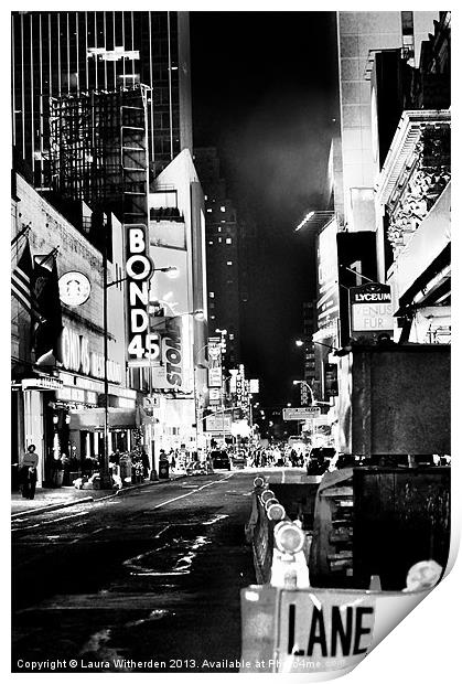 City Back Street monochrome Print by Laura Witherden