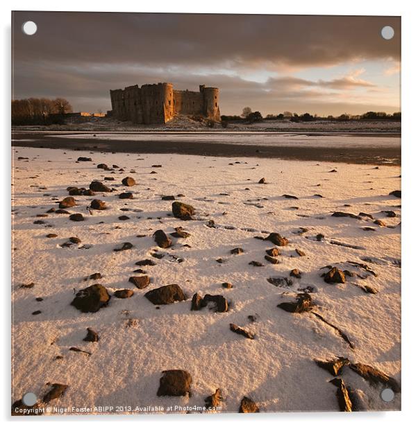 Carew Castle winter view Acrylic by Creative Photography Wales