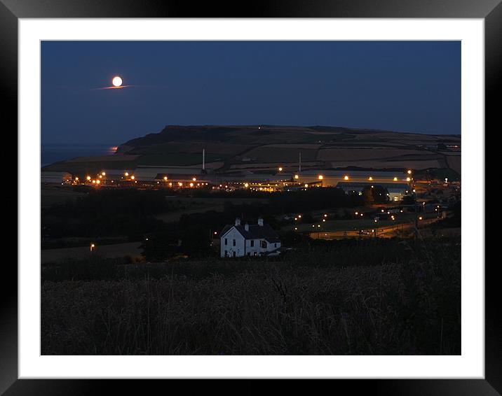 Moon over Steelworks Framed Mounted Print by andrew pearson