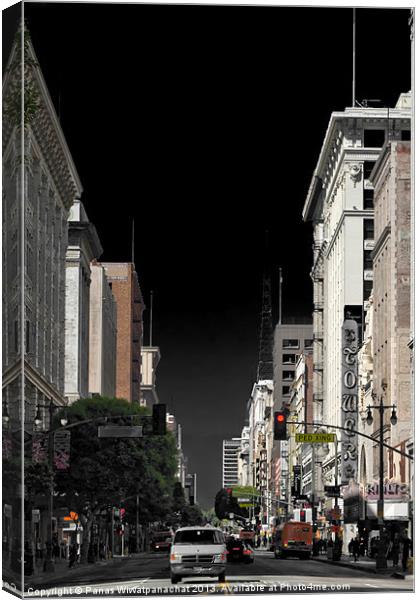 Traffice in the Theater District Canvas Print by Panas Wiwatpanachat