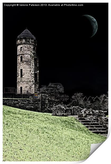 Eerie Eglinton Castle Print by Valerie Paterson