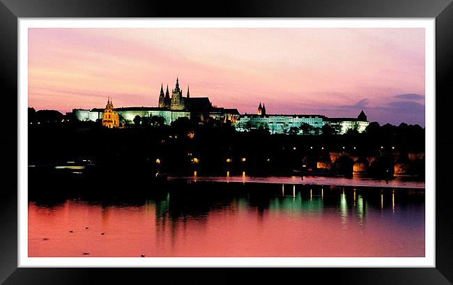 Pink sky, Prague Castle  Framed Print by Ranald Dods