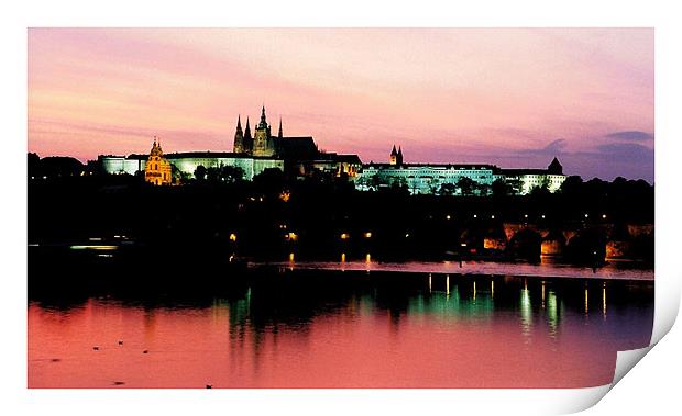 Pink sky, Prague Castle  Print by Ranald Dods