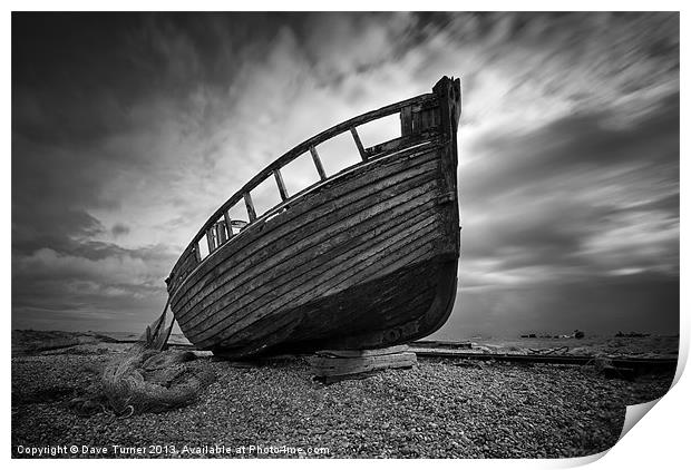 Beached at Dungeness, Kent Print by Dave Turner