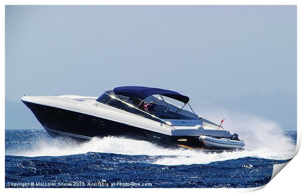 Motorboat Executing Sharp Turn Print by Malcolm Snook