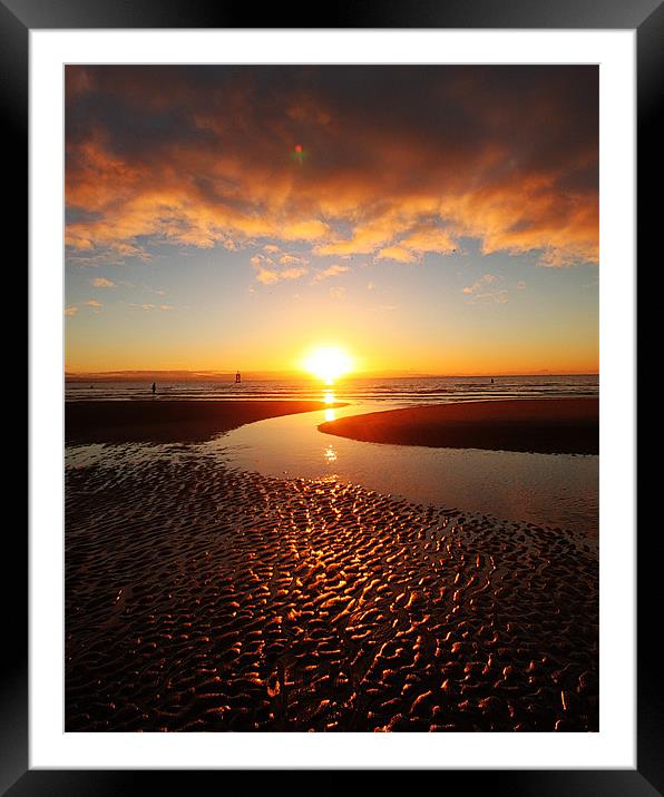 Sand Ripples reflected in a glorious sunset. Framed Mounted Print by mike fahy
