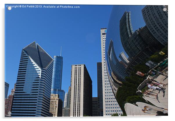 Reflections on Chicago Acrylic by Ed Pettitt