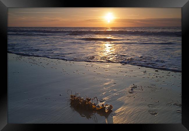 Early Morning Beach Sunrise Framed Print by Simon West