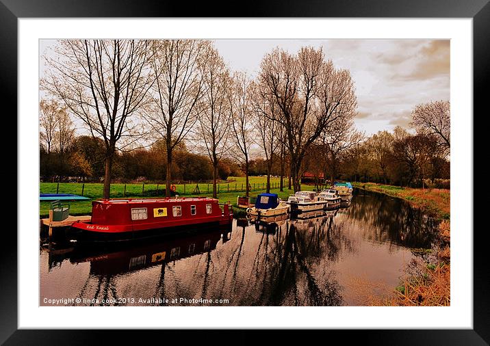 a walk by the lock... Framed Mounted Print by linda cook