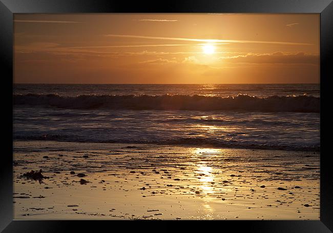 Morning Beach Sunrise Framed Print by Simon West