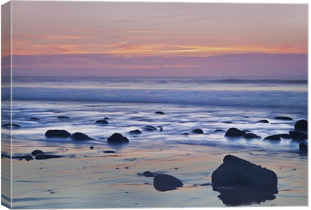 Early morning on Saundersfoot Beach Canvas Print by Simon West