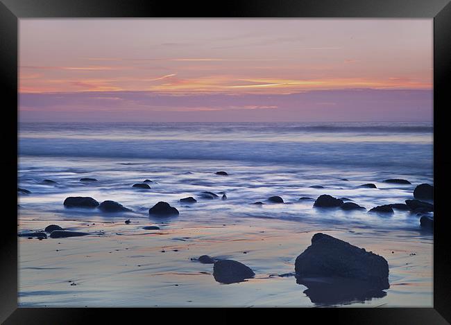 Early morning on Saundersfoot Beach Framed Print by Simon West