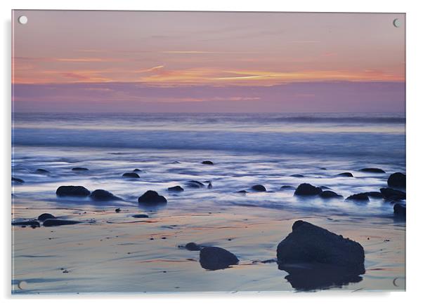 Early morning on Saundersfoot Beach Acrylic by Simon West
